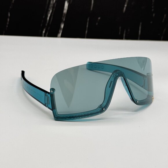 NEW GUCCI UNISEX LIGHT BLUE  GUCCI SHIELD SUNGLASSES GG1637S 001 - Picture 4 of 12
